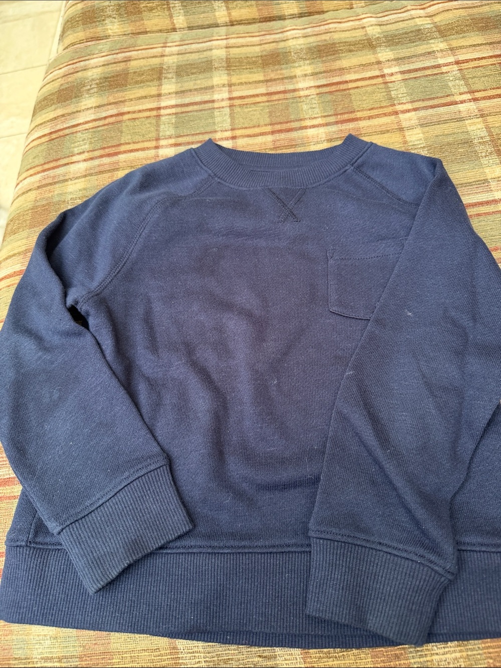 Janie and Jack Navy Crewneck Sweatshirt with Chest Pocket